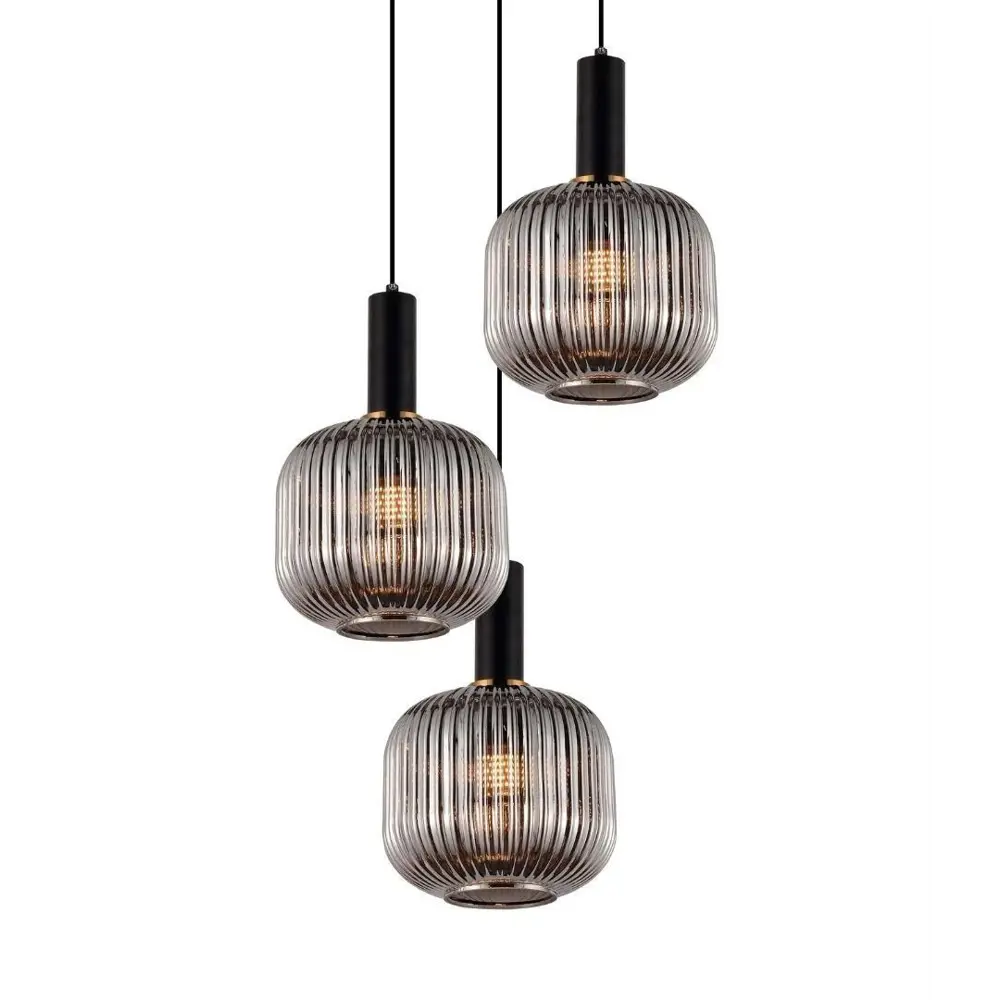 Фото 2 Люстра потолочная LUMINA DECO LDP 1217-3 GY+BK Gato 3 лампы 12 м² цвет черный Фото 2 Люстра потолочная LUMINA DECO LDP 1217-3 GY+BK Gato 3 лампы 12 м² цвет черный