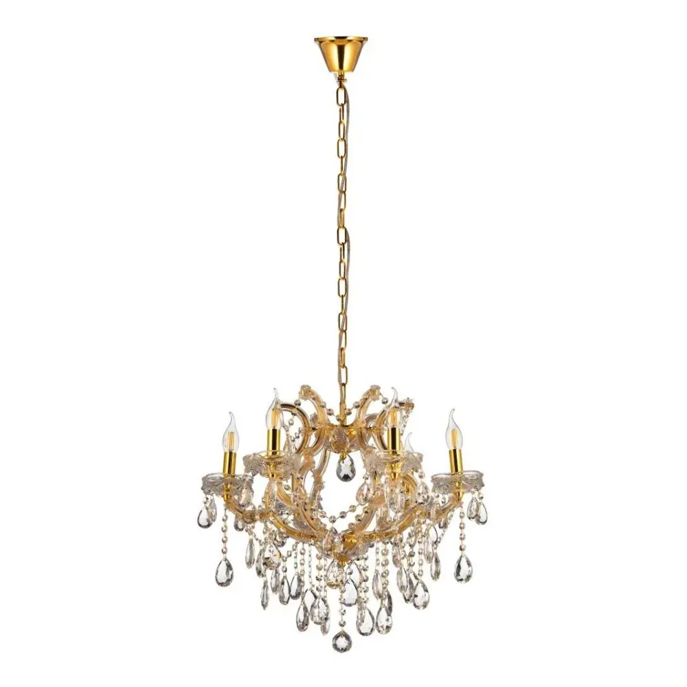 Фото 4 Люстра потолочная хрустальная Lumina Deco LDP 7029-6 GD Eliza 6 ламп 16 м² цвет золото Фото 4 Люстра потолочная хрустальная Lumina Deco LDP 7029-6 GD Eliza 6 ламп 16 м² цвет золото