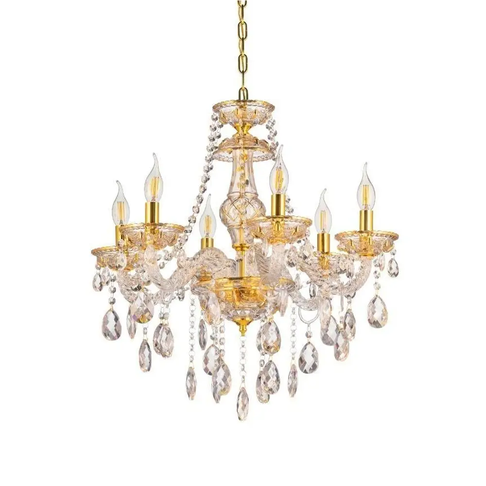 Фото 2 Люстра потолочная LUMINA DECO LDP 7025-6 GD Eliza 6 ламп 16 м² цвет золото Фото 2 Люстра потолочная LUMINA DECO LDP 7025-6 GD Eliza 6 ламп 16 м² цвет золото