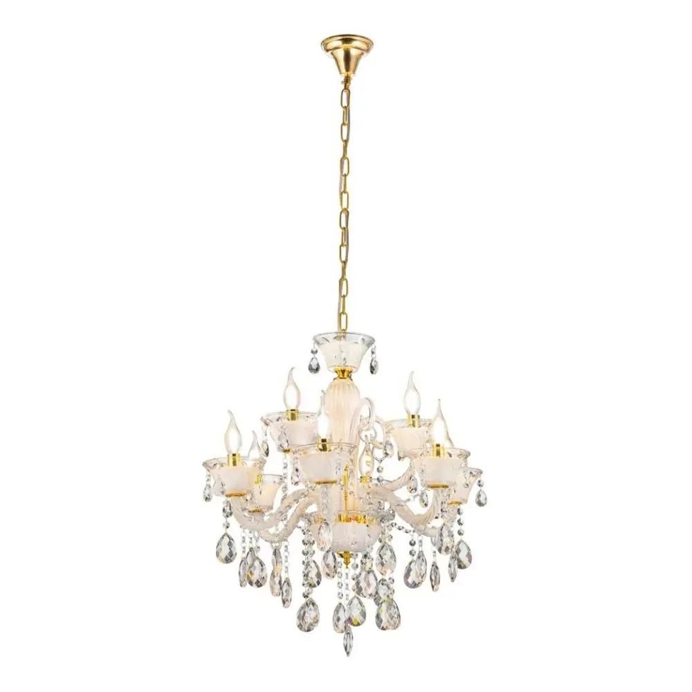Фото 2 Люстра потолочная хрустальная Lumina Deco LDP 7028-6+3 WT Eliza 9 ламп 24 м² цвет золото Фото 2 Люстра потолочная хрустальная Lumina Deco LDP 7028-6+3 WT Eliza 9 ламп 24 м² цвет золото