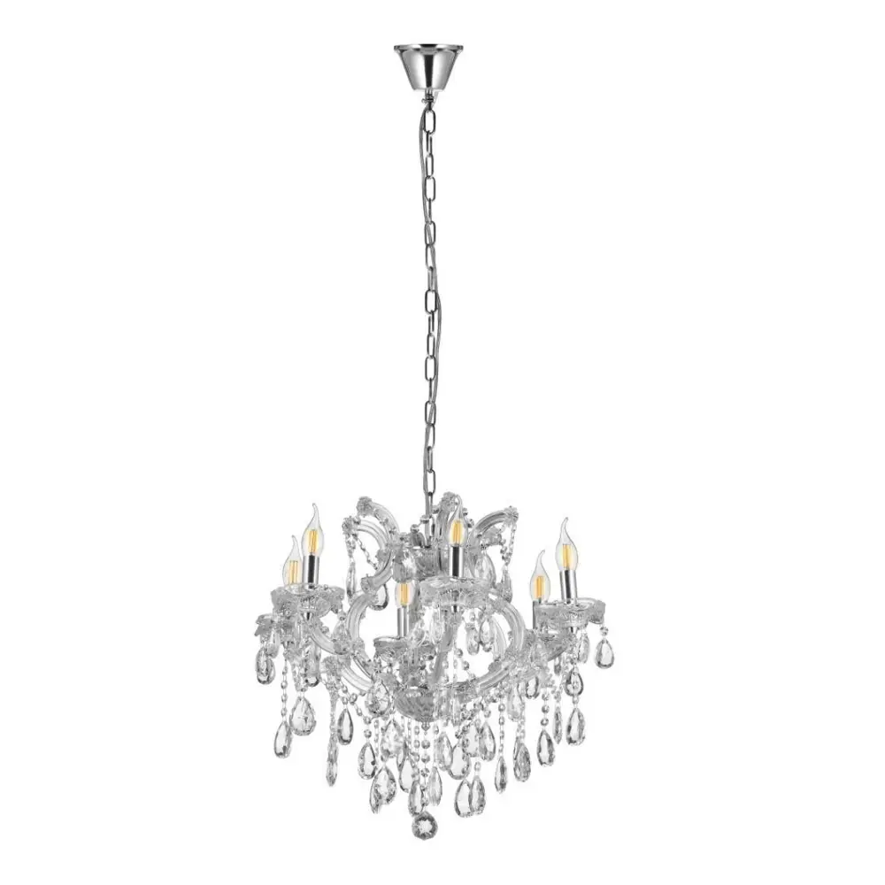 Фото 4 Люстра потолочная хрустальная Lumina Deco LDP 7029-6 CHR Eliza 6 ламп 16 м² цвет серый Фото 4 Люстра потолочная хрустальная Lumina Deco LDP 7029-6 CHR Eliza 6 ламп 16 м² цвет серый