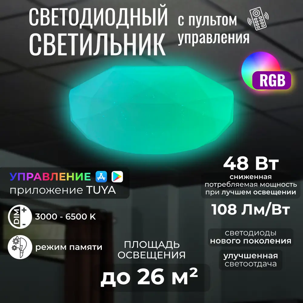 Фото 2 Люстра потолочная светодиодная SpectorLight 17650S SpectorLight 26 м² изменение цвета RGB свет цвет белый Фото 2 Люстра потолочная светодиодная SpectorLight 17650S SpectorLight 26 м² изменение цвета RGB свет цвет белый