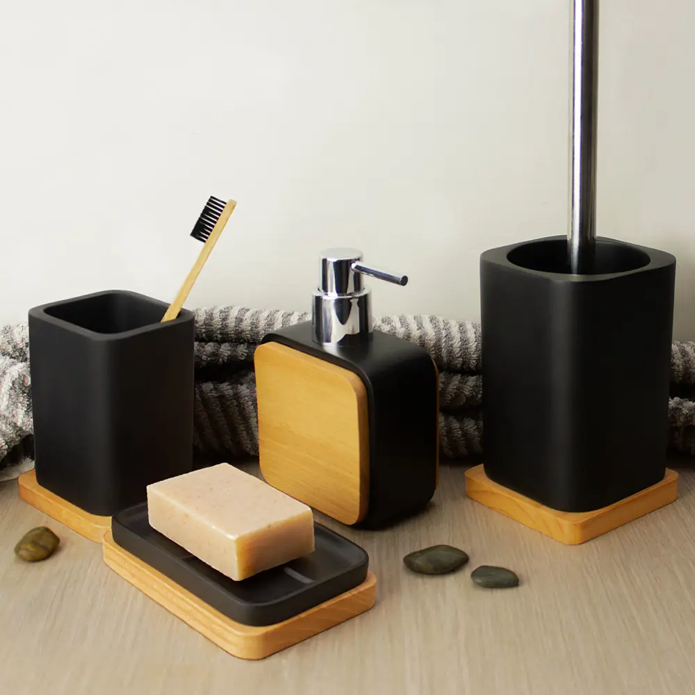 Фото 3 Стакан для зубных щеток Sibo SI37096 полирезина цвет черный