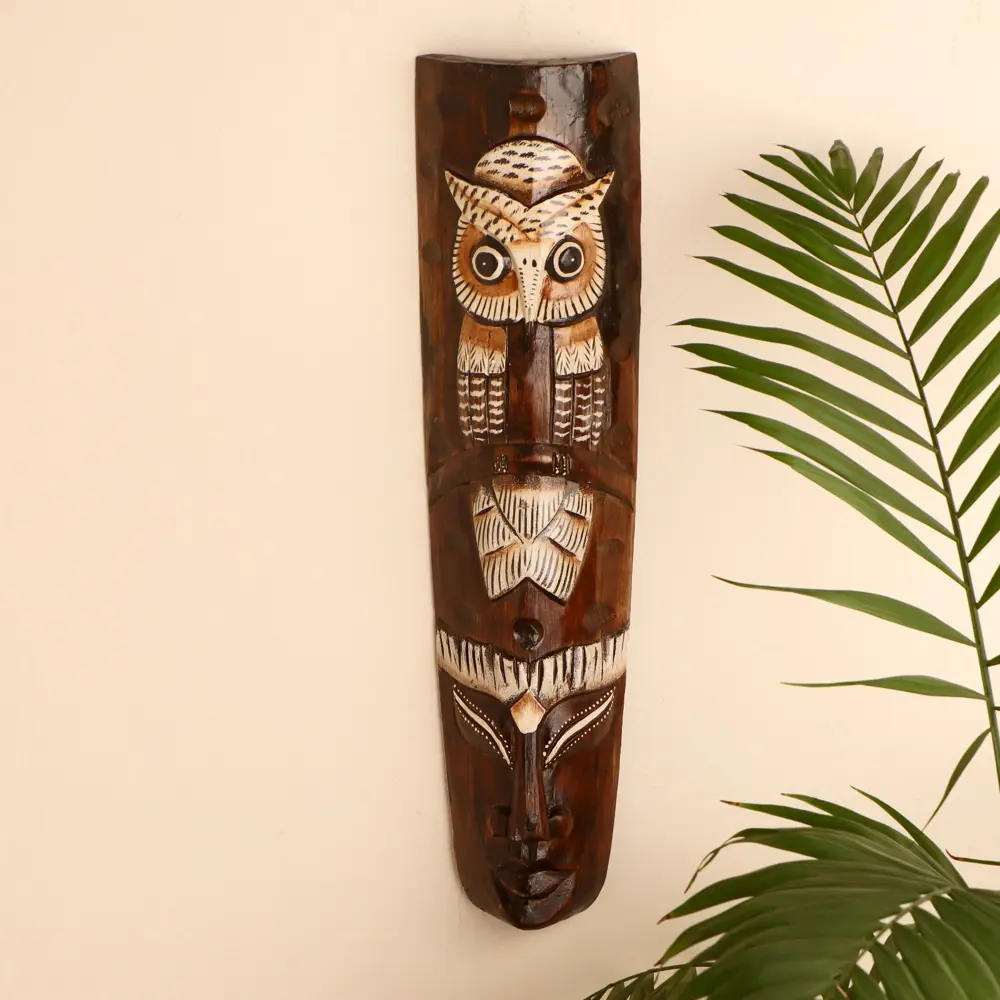 Фото Панно-маска настенная "Абориген и сова на ветке" 50x12x4 см Фото Панно-маска настенная "Абориген и сова на ветке" 50x12x4 см