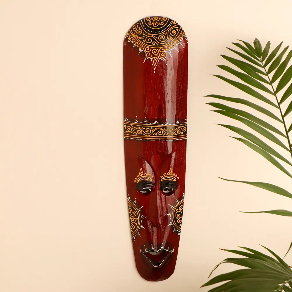 Фото Панно-маска настенная "Абориген коричневый с золотистым узором" 3x12x50 см Фото Панно-маска настенная "Абориген коричневый с золотистым узором" 3x12x50 см