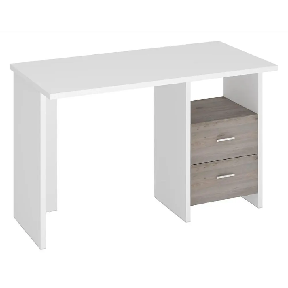 Фото Компьютерный стол Мэрдэс Скл-прям120 бен 120x77x60 см ЛДСП цвет серый дуб, белый жемчуг