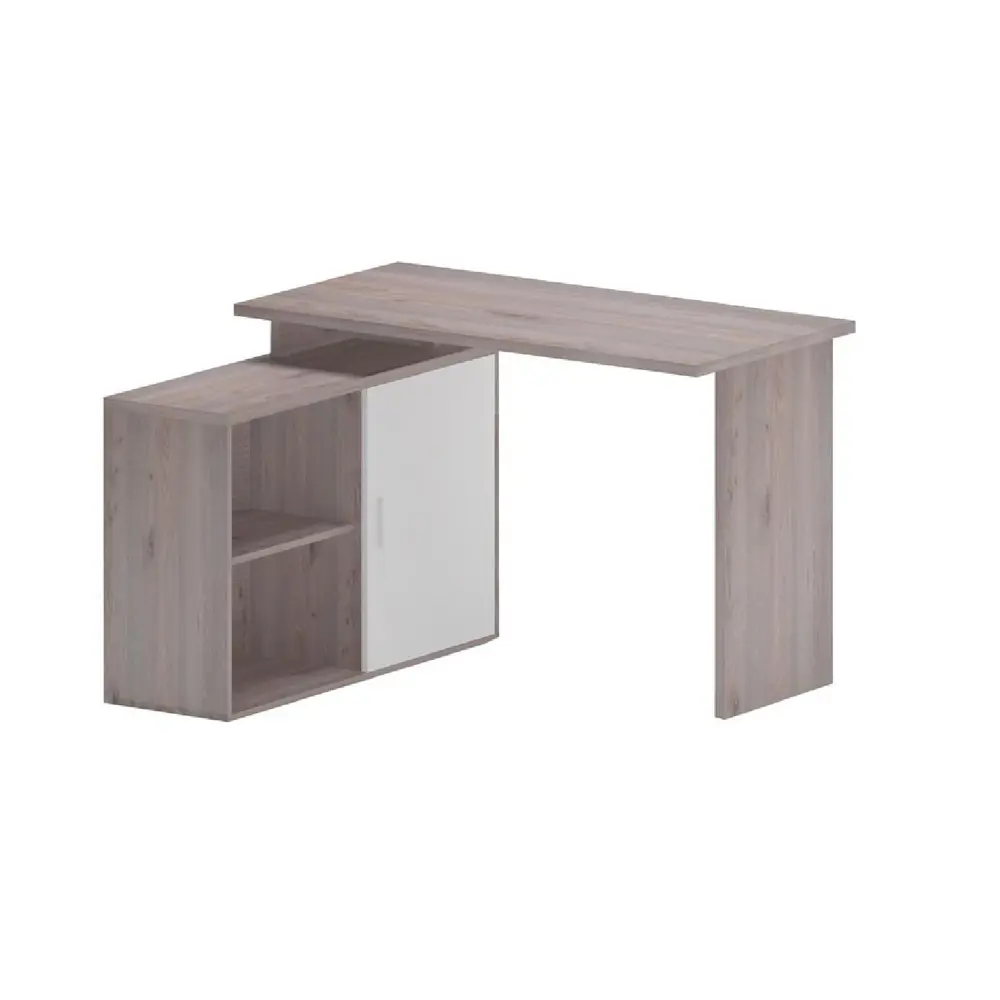 Фото Компьютерный стол Мэрдэс Скл-прям120+тбл-2 нбе 120x77x96 см ЛДСП цвет серый дуб, белый жемчуг