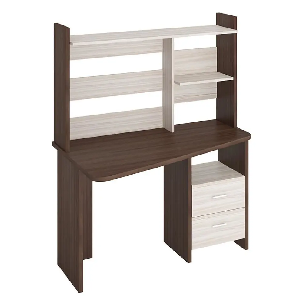 Фото Компьютерный стол Мэрдэс Скл-трап120+нкл-120 шк-ч прав 120x152x72 см ЛДСП цвет коричневый, бежево-белый