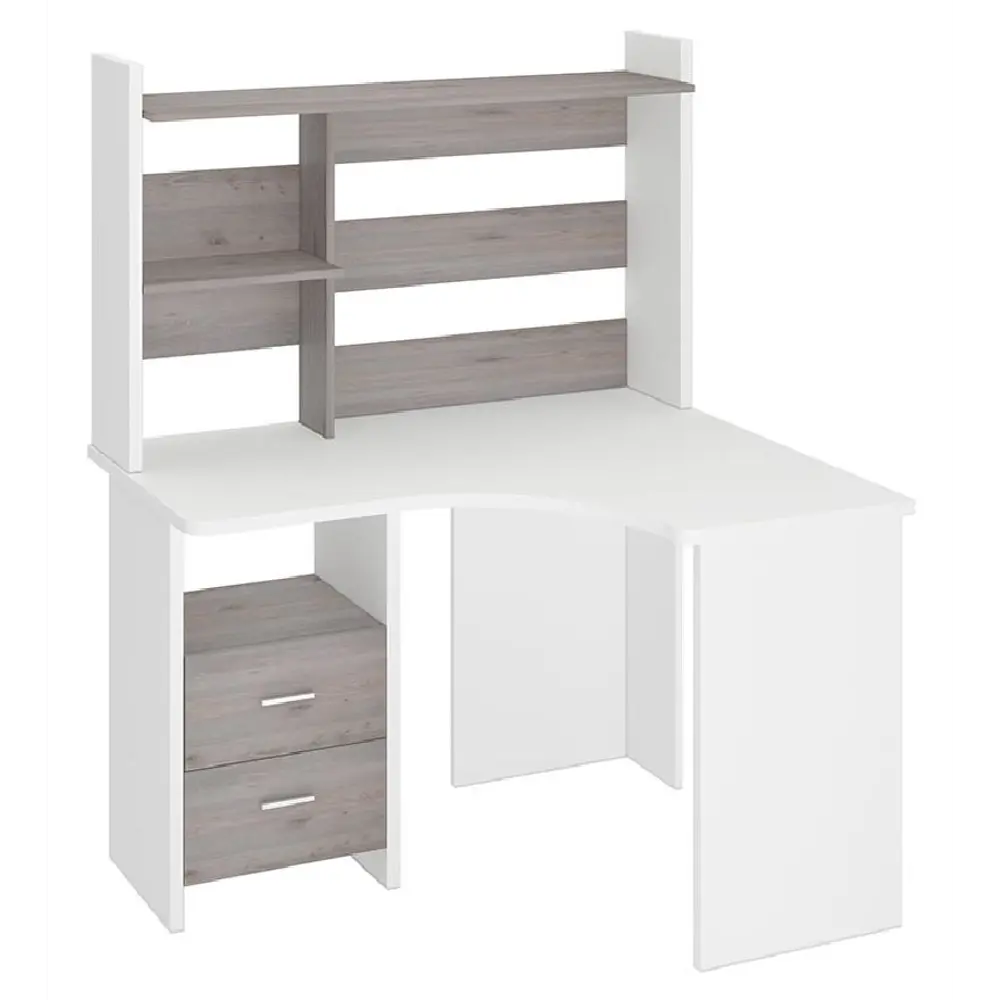 Фото Компьютерный стол Мэрдэс Скл-угл120+нкл-120 бен прав 120x152x100 см ЛДСП цвет серый дуб, белый жемчуг Фото Компьютерный стол Мэрдэс Скл-угл120+нкл-120 бен прав 120x152x100 см ЛДСП цвет серый дуб, белый жемчуг