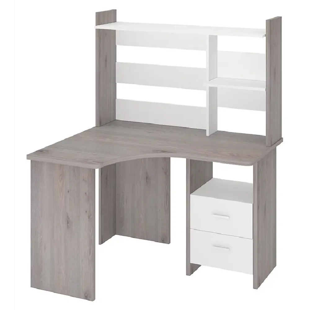 Фото Компьютерный стол Мэрдэс Скл-угл120+нкл-120 нбе лев 120x152x100 см ЛДСП цвет серый дуб, белый жемчуг Фото Компьютерный стол Мэрдэс Скл-угл120+нкл-120 нбе лев 120x152x100 см ЛДСП цвет серый дуб, белый жемчуг