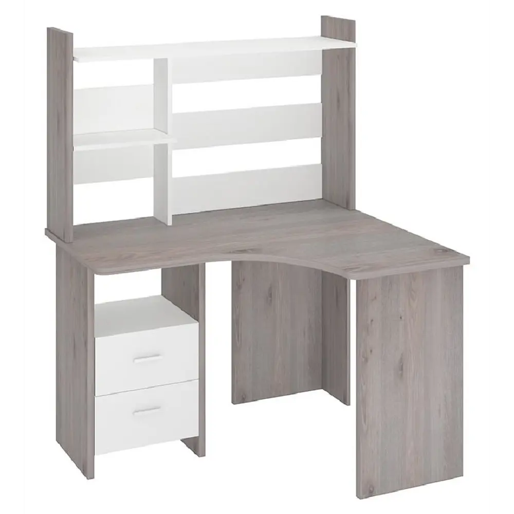 Фото Компьютерный стол Мэрдэс Скл-угл120+нкл-120 нбе прав 120x152x100 см ЛДСП цвет серый дуб, белый жемчуг Фото Компьютерный стол Мэрдэс Скл-угл120+нкл-120 нбе прав 120x152x100 см ЛДСП цвет серый дуб, белый жемчуг