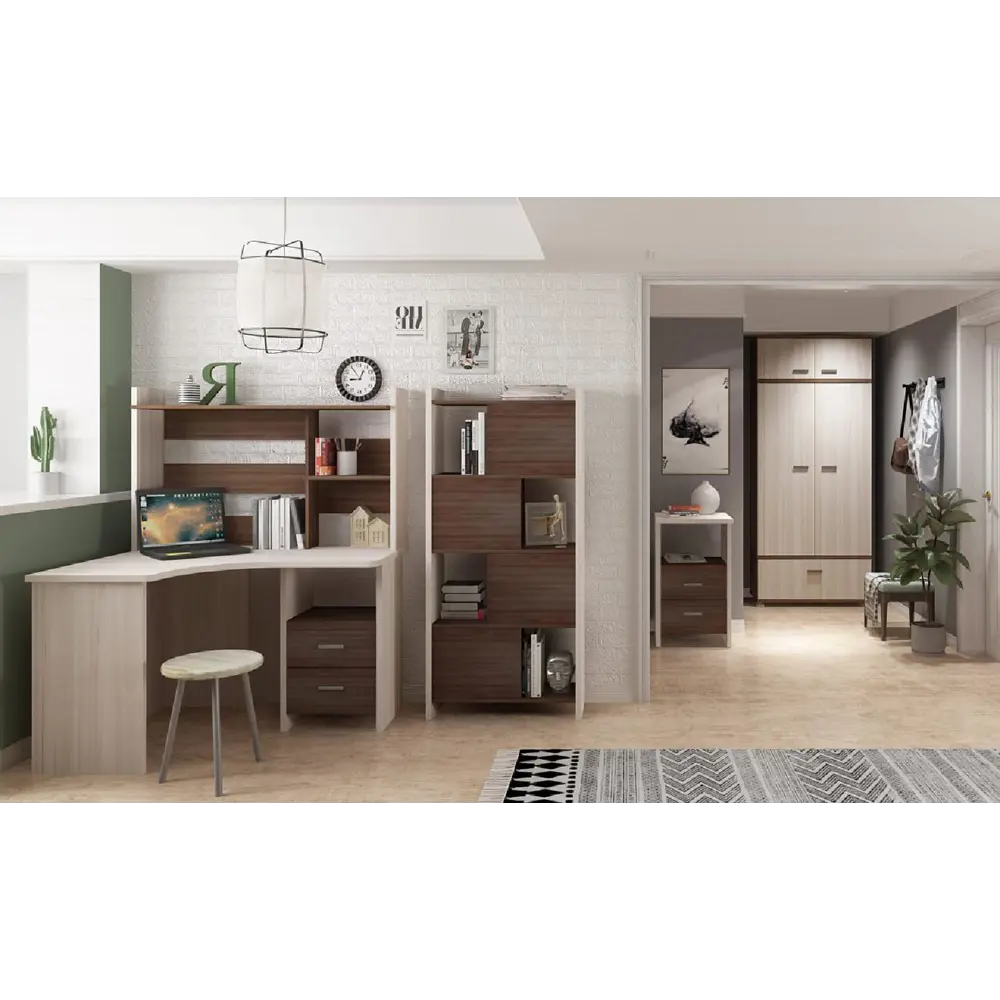 Фото 4 Компьютерный стол Мэрдэс Скл-угл120+нкл-120 шк-ч лев 120x152x100 см ЛДСП цвет коричневый, бежево-белый Фото 4 Компьютерный стол Мэрдэс Скл-угл120+нкл-120 шк-ч лев 120x152x100 см ЛДСП цвет коричневый, бежево-белый