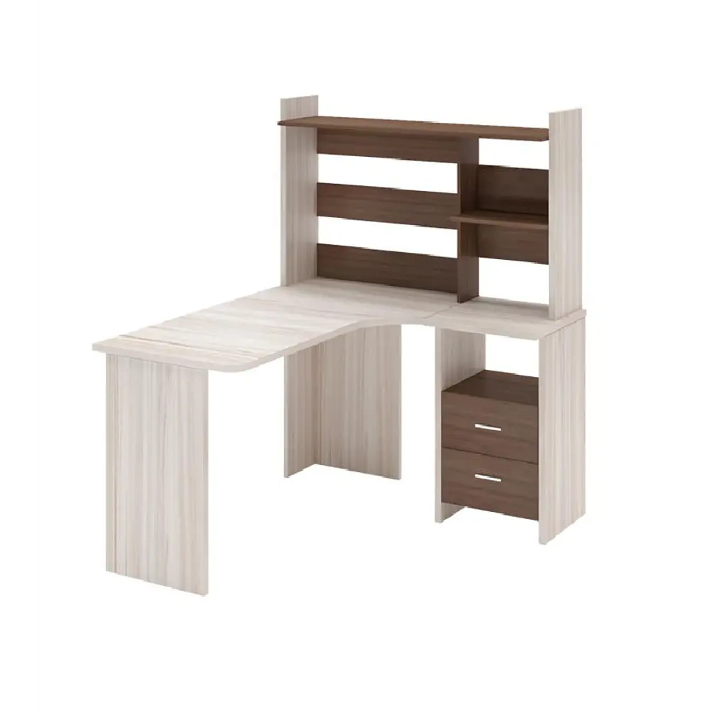 Фото Компьютерный стол Мэрдэс Скл-угл130+нкл-120 кш-ч прав 120x152x130 см ЛДСП цвет коричневый, бежево-белый Фото Компьютерный стол Мэрдэс Скл-угл130+нкл-120 кш-ч прав 120x152x130 см ЛДСП цвет коричневый, бежево-белый