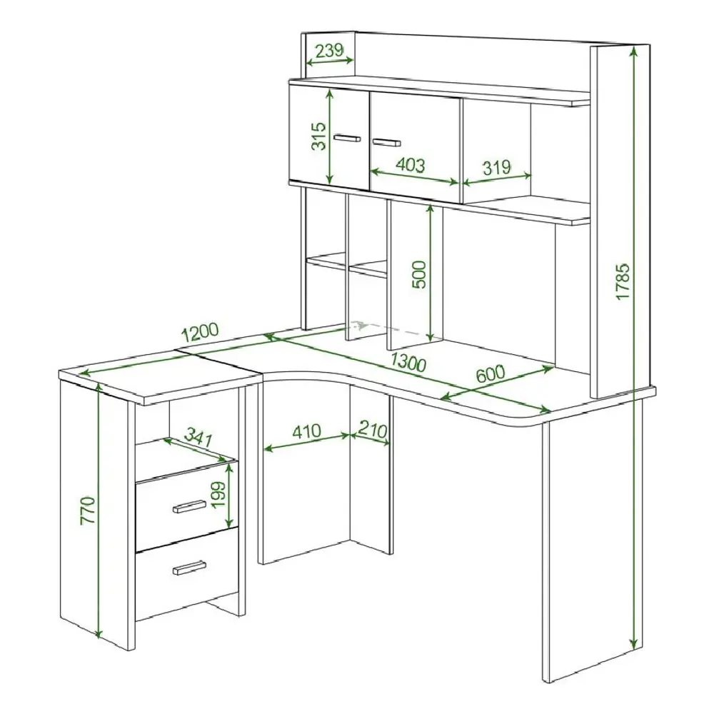 Фото 2 Компьютерный стол Мэрдэс Скл-угл130+нклx-130 шк-ч лев 130x179x120 см ЛДСП цвет коричневый, бежево-белый Фото 2 Компьютерный стол Мэрдэс Скл-угл130+нклx-130 шк-ч лев 130x179x120 см ЛДСП цвет коричневый, бежево-белый