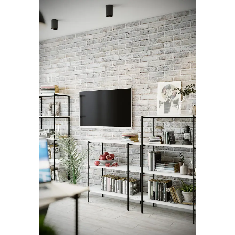 Фото 4 Стеллаж с полками Калифорния мебель 90x90.5x36.3 см МДФ с покрытием цвет белый нагрузка на полку до 20 кг