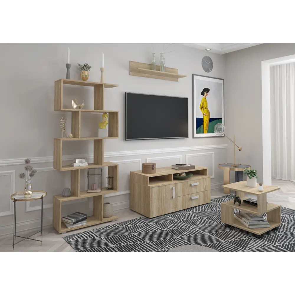 Фото 5 Тумба под телевизор Мебельная фабрика 1+1 1738 110x50x45 см ЛДСП цвет дуб сонома Фото 5 Тумба под телевизор Мебельная фабрика 1+1 1738 110x50x45 см ЛДСП цвет дуб сонома