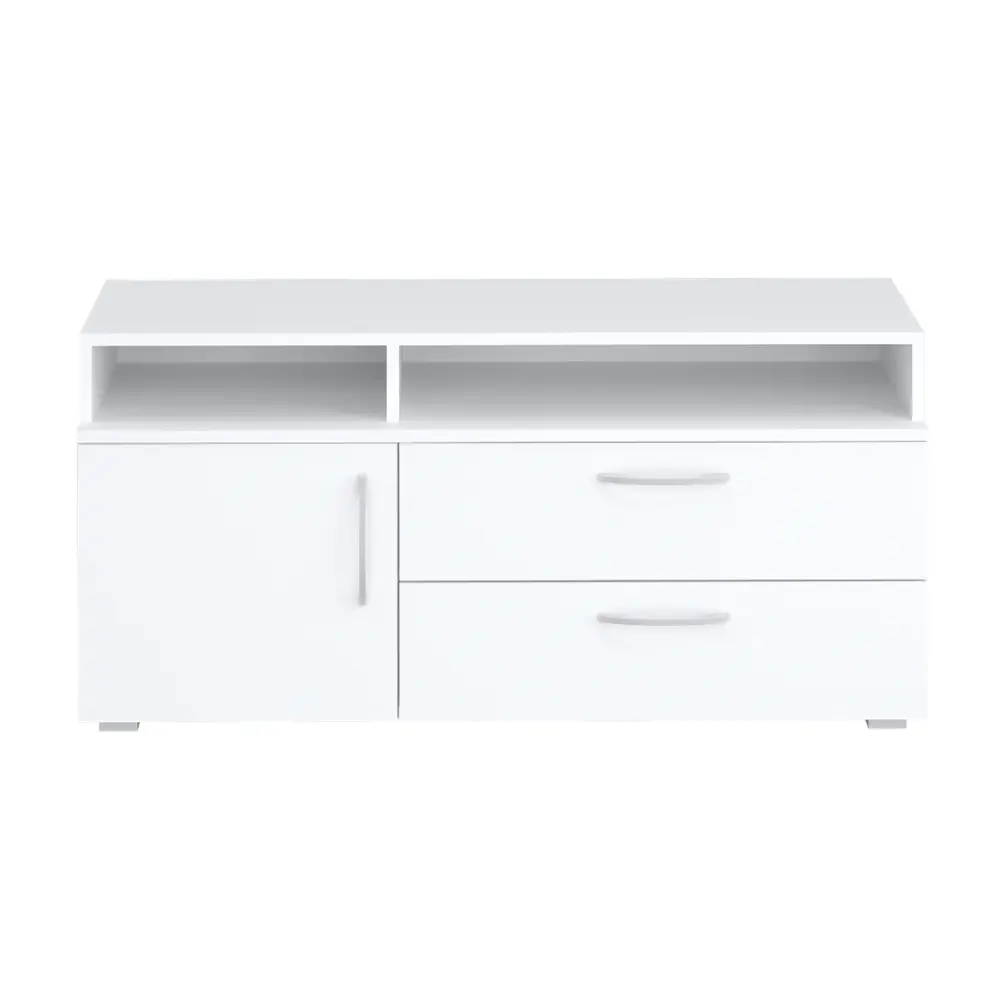 Фото 2 Тумба под телевизор Мебельная фабрика 1+1 1650 110x50x45 см ЛДСП цвет белый Фото 2 Тумба под телевизор Мебельная фабрика 1+1 1650 110x50x45 см ЛДСП цвет белый