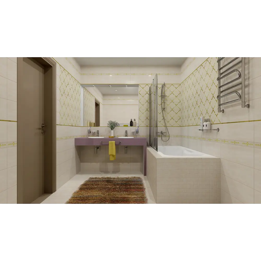 Фото 3 Керамическая плитка Laparet Петра Паттерн Бордюр бежевый 58-03-11-616 5x60