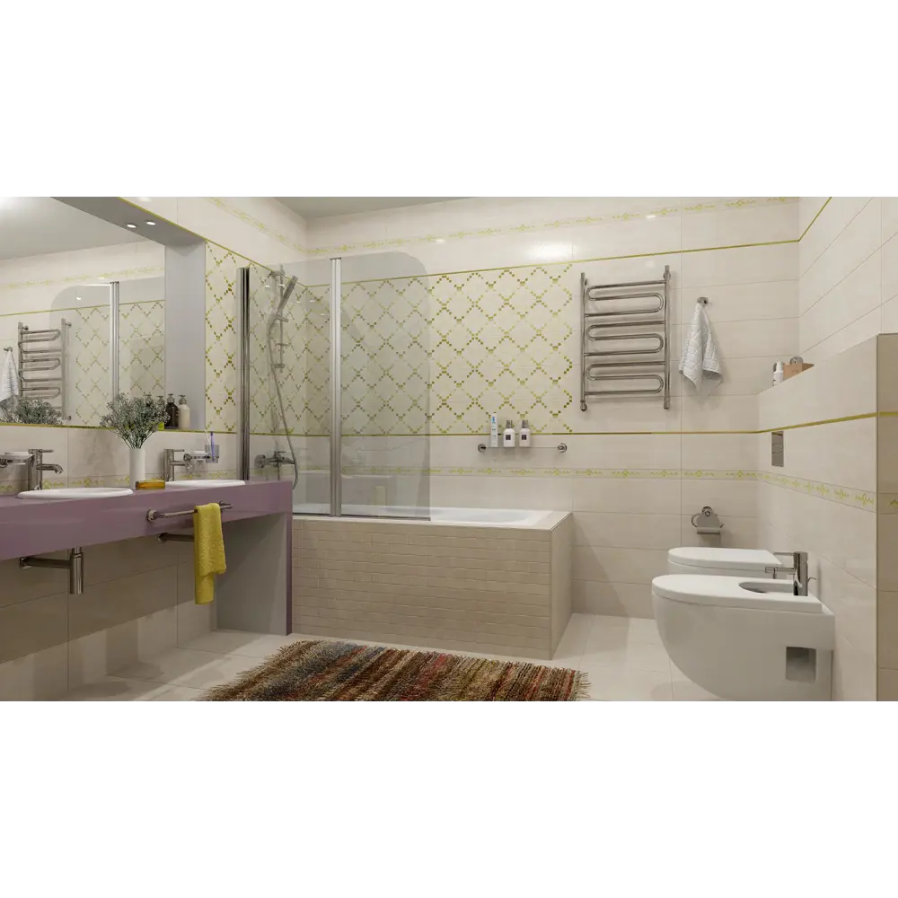 Фото 5 Керамическая плитка Laparet Петра Паттерн Бордюр бежевый 58-03-11-616 5x60