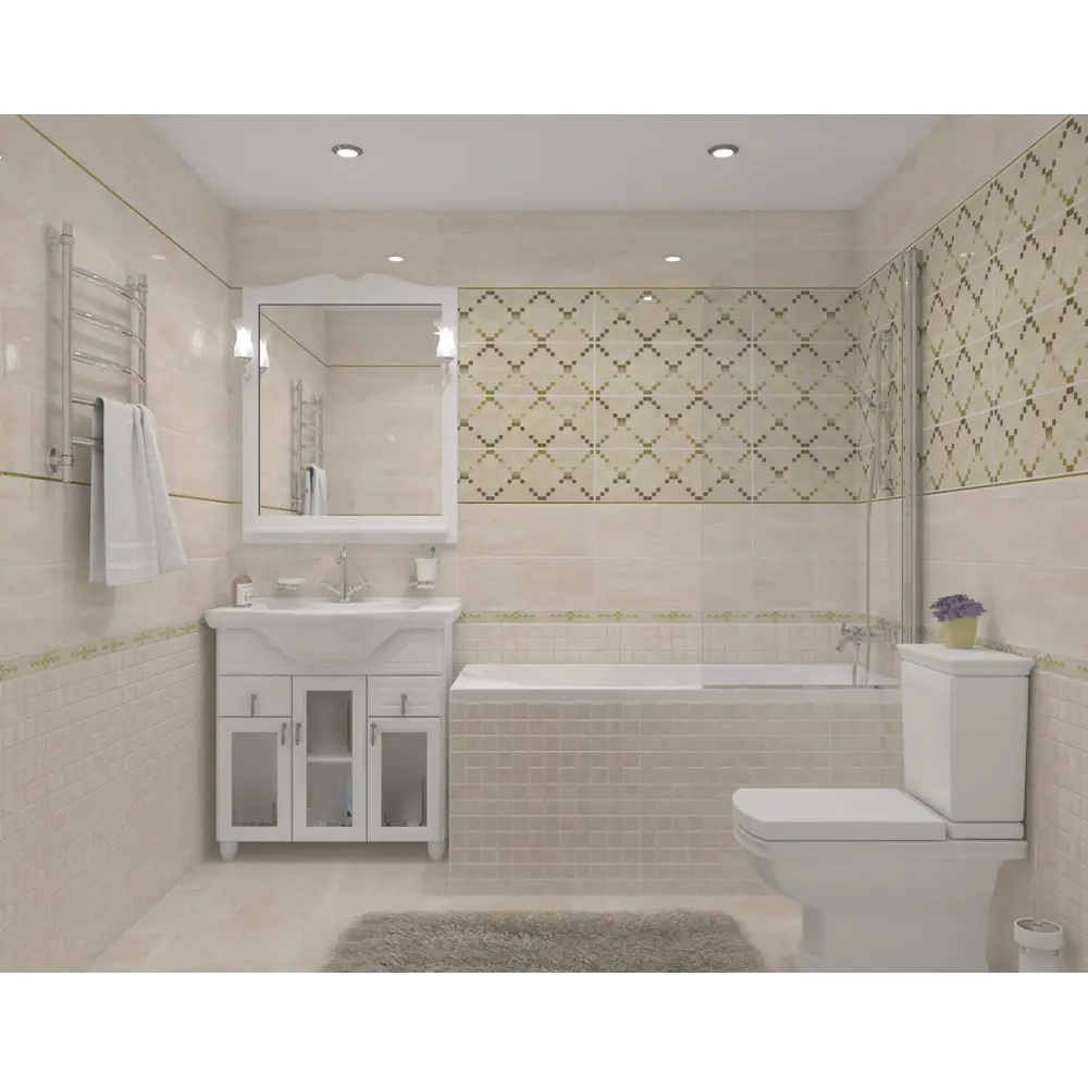 Фото 6 Керамическая плитка Laparet Петра Паттерн Бордюр бежевый 58-03-11-616 5x60