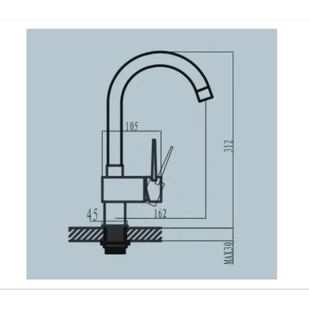 Фото 2 Однорычажный смеситель Kolag Klg 4151-k31 излив 30.3 см цвет хром