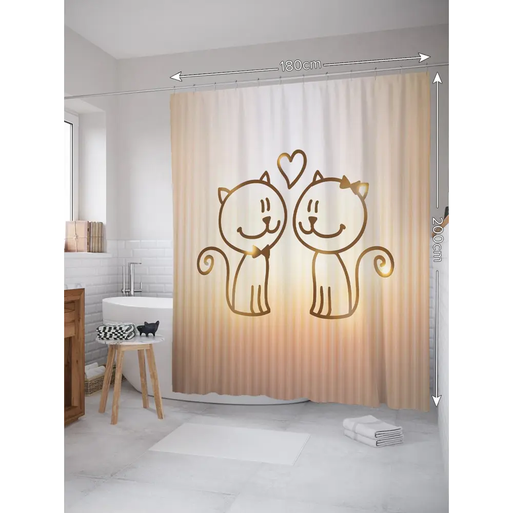 Фото 2 Штора для ванной JoyArty Взгляд нежности, 180x200 см Фото 2 Штора для ванной JoyArty Взгляд нежности, 180x200 см