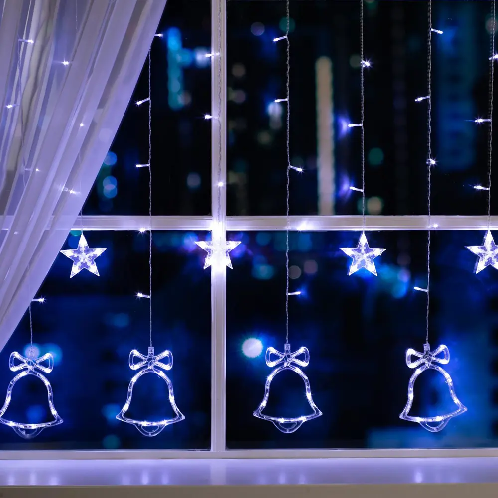 Фото Электрогирлянда комнатная Luazon lighting 2361707 бахрома 2.4x2.4 м 138 ламп холодный белый 8 режимов работы