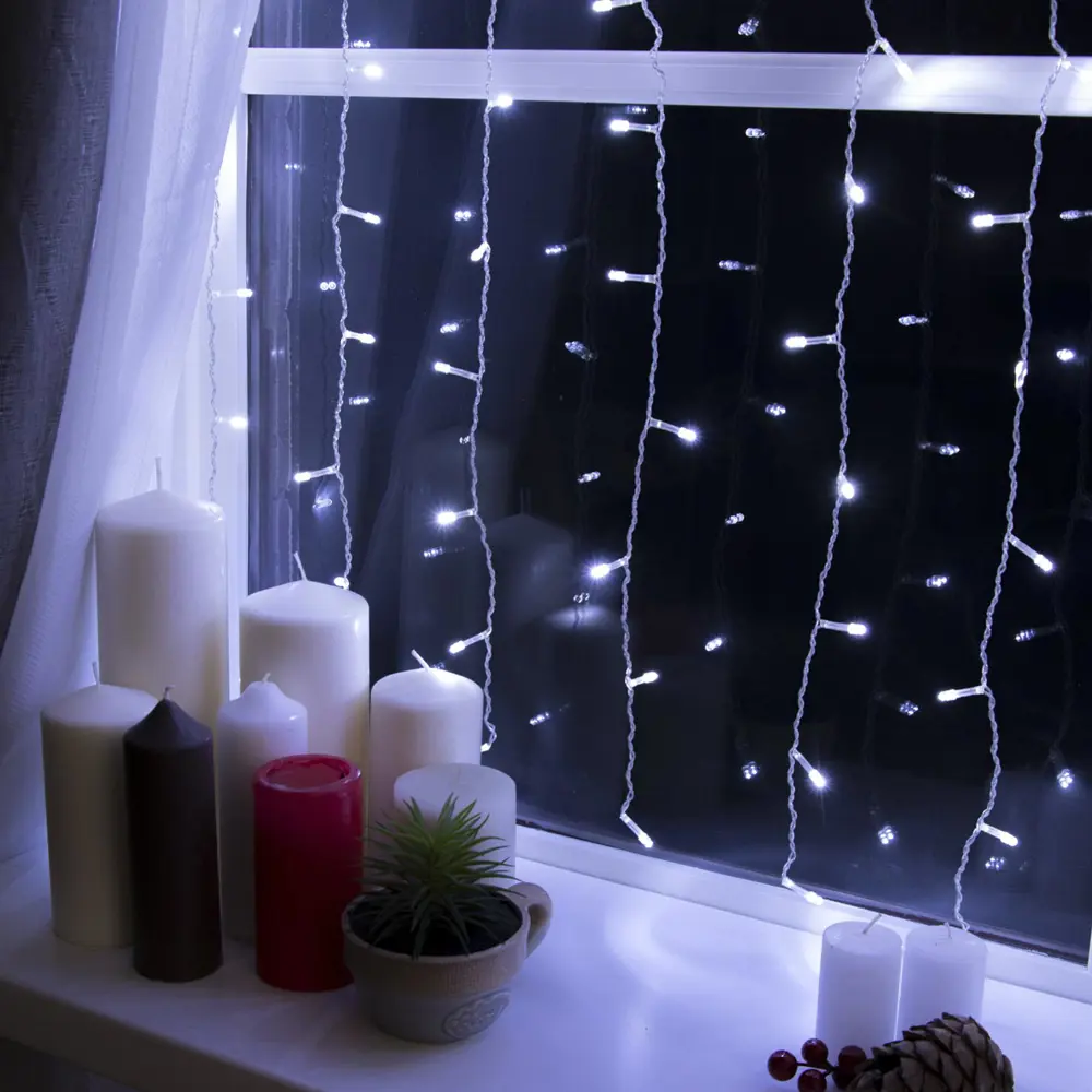 Фото 2 Электрогирлянда комнатная Luazon lighting 1080453 занавес 1.5x1.5 м 180 ламп холодный белый 8 режимов работы Фото 2 Электрогирлянда комнатная Luazon lighting 1080453 занавес 1.5x1.5 м 180 ламп холодный белый 8 режимов работы