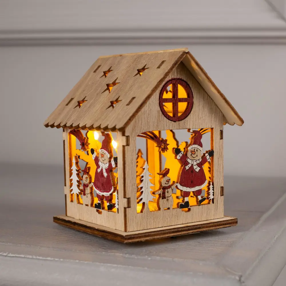 Фото Елочная игрушка Домик со снеговиком Luazon lighting 5231812 7.5 см х 9 см бежевый Фото Елочная игрушка Домик со снеговиком Luazon lighting 5231812 7.5 см х 9 см бежевый