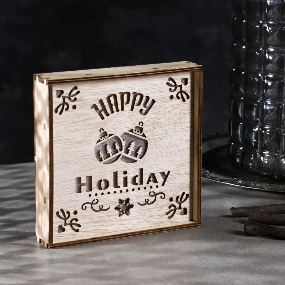 Фото 2 Светящаяся электрическая фигура Счастливые каникулы для дома Luazon lighting 1 ламп h 4 см коричневый