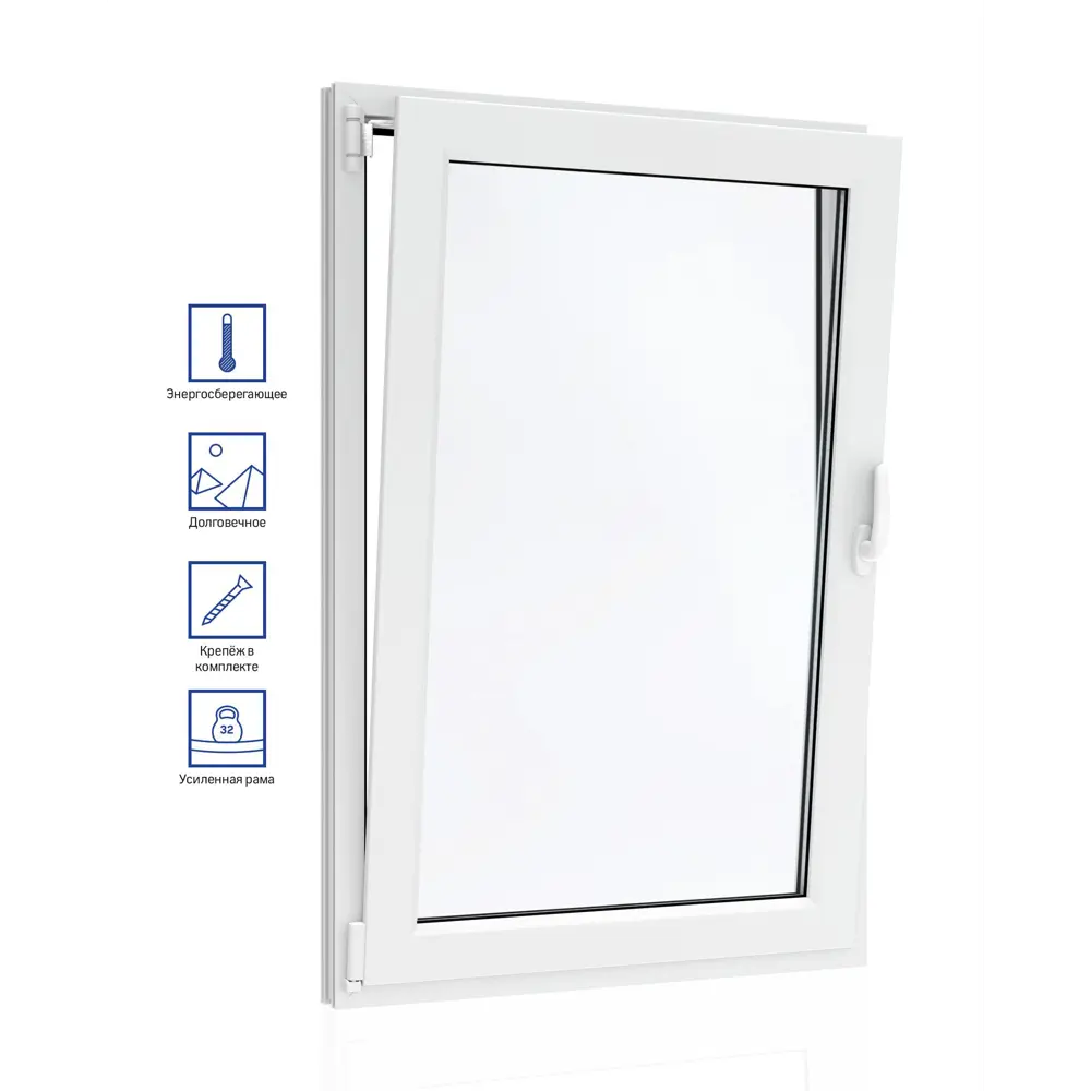 Фото Пластиковое Окно ПВХ VEKA WHS 60 одностворчатое ширина 40 х высота 70 см поворотно-откидное с ручкой справа Rhapsody однокамерный стеклопакет