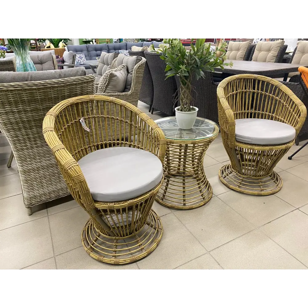 Фото Садовая мебель для отдыха Tengo rattan TG0232C алюминий / пвх бежевый : 2 кресла Фото Садовая мебель для отдыха Tengo rattan TG0232C алюминий / пвх бежевый : 2 кресла