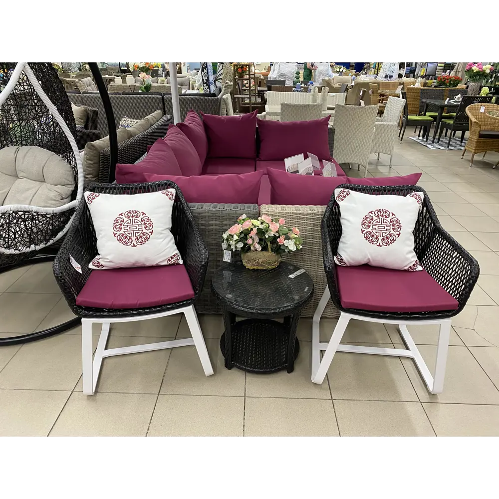 Фото 3 Садовая мебель для отдыха Tengo rattan TG0312C алюминий / пвх бело-черный : 2 кресла Фото 3 Садовая мебель для отдыха Tengo rattan TG0312C алюминий / пвх бело-черный : 2 кресла