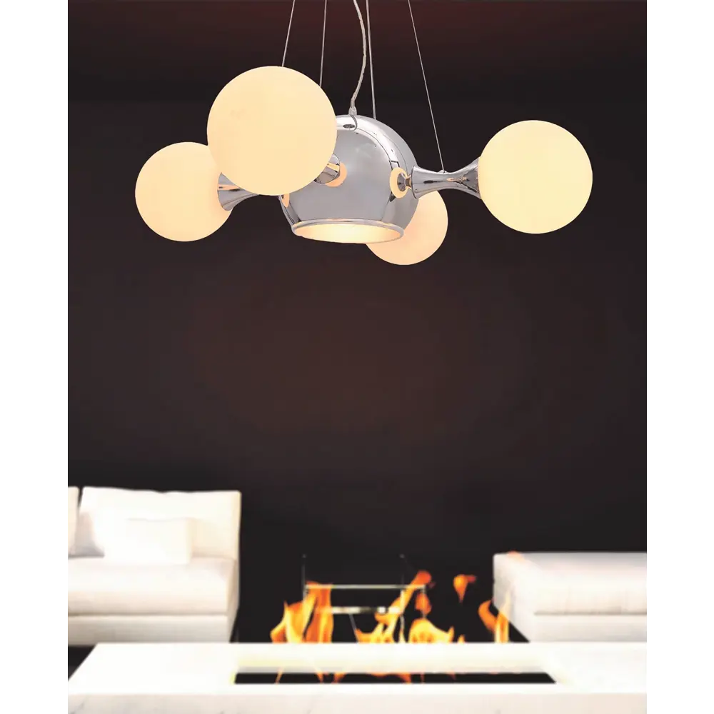 Фото 2 Светильник подвесной LUMINA DECO LDP 081018-5 Boategga 5 ламп 60 м² цвет хром Фото 2 Светильник подвесной LUMINA DECO LDP 081018-5 Boategga 5 ламп 60 м² цвет хром