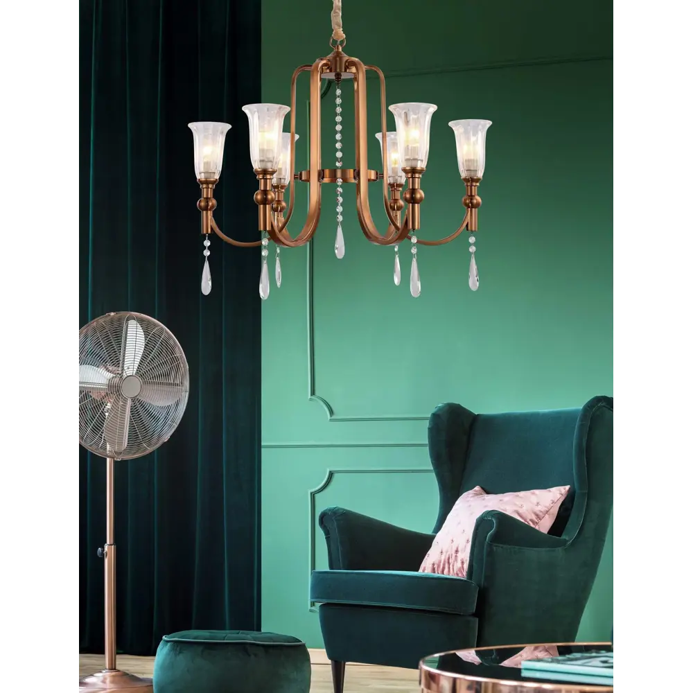 Фото 2 Люстра подвесная LUMINA DECO LDP 8041-6 S.GD Rionella 6 ламп 48 м² цвет бронза Фото 2 Люстра подвесная LUMINA DECO LDP 8041-6 S.GD Rionella 6 ламп 48 м² цвет бронза