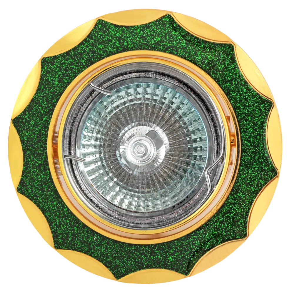 Фото Комплект точечных светильников встраиваемых De fran Вероника Сл020979 под отверстие 75 мм MR16 цвет золото, зеленый 3 шт