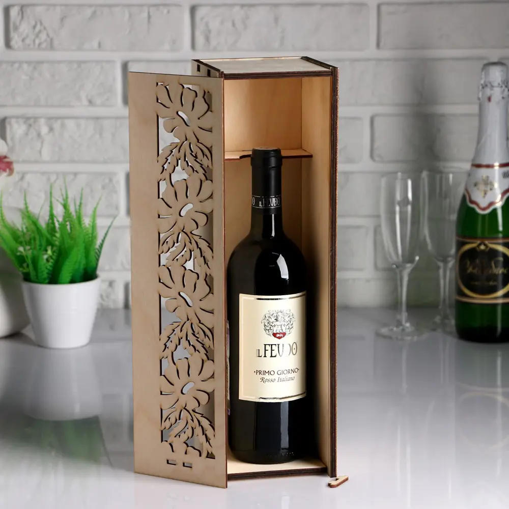 Фото 2 Коробка для вина с ромашками 38*11*11 см Фото 2 Коробка для вина с ромашками 38*11*11 см