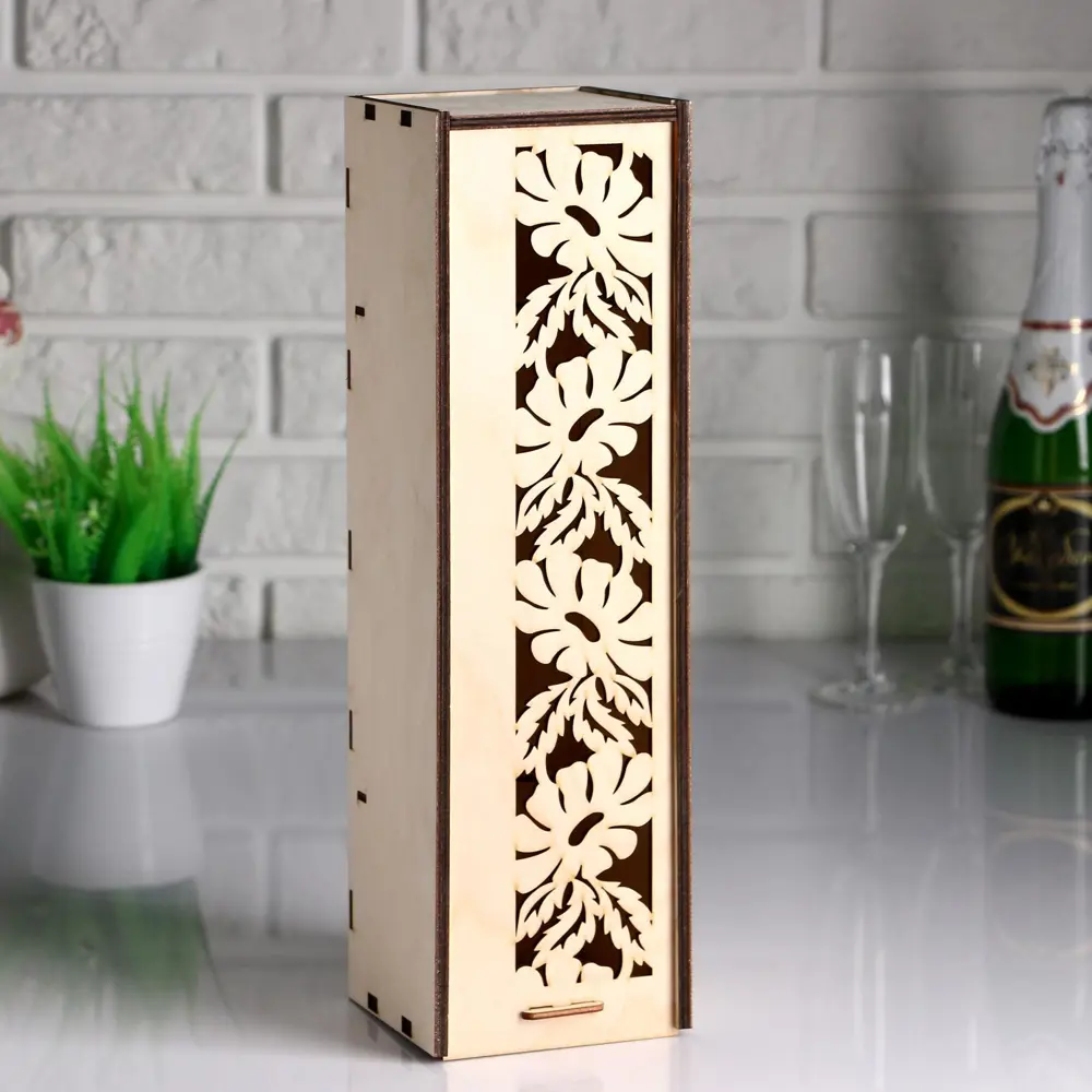 Фото 4 Коробка для вина с ромашками 38*11*11 см Фото 4 Коробка для вина с ромашками 38*11*11 см