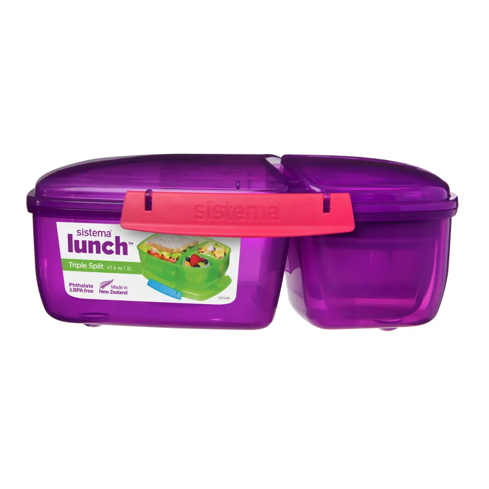Фото 2 Контейнер для пищевых продуктов 3-х секционный Sistema 2 л пластик цвет фиолетовый Фото 2 Контейнер для пищевых продуктов 3-х секционный Sistema 2 л пластик цвет фиолетовый
