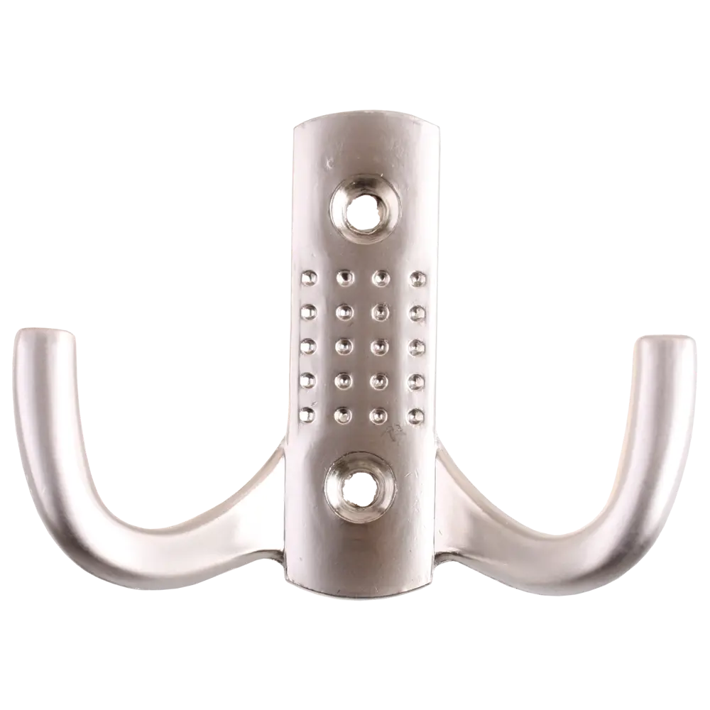 Фото Крючок мебельный K204SN двойной, цинк/алюминий, цвет матовый никель Фото Крючок мебельный K204SN двойной, цинк/алюминий, цвет матовый никель