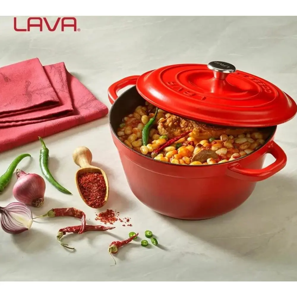 Фото 4 Кастрюля 1.33 л Lava lv y tc 16 bb k2 r с крышкой чугун цвет красный Фото 4 Кастрюля 1.33 л Lava lv y tc 16 bb k2 r с крышкой чугун цвет красный