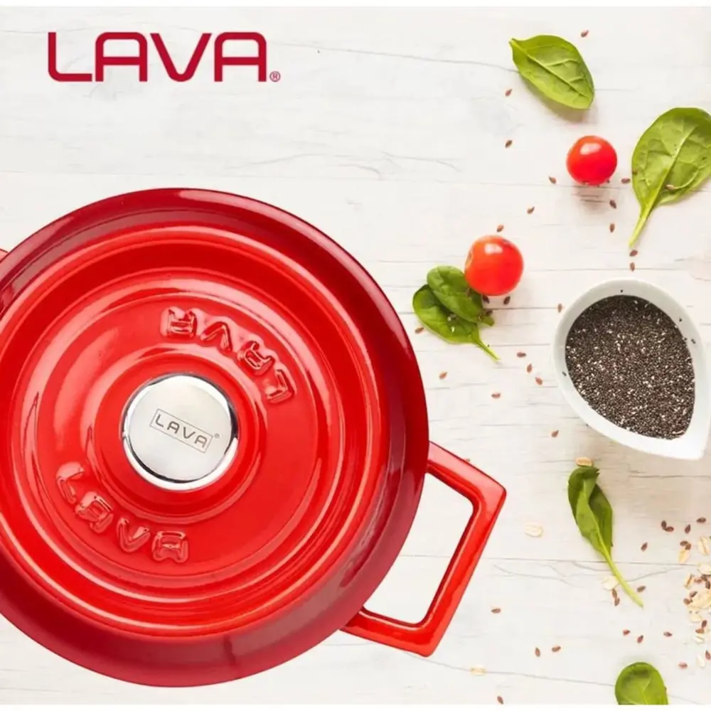 Фото 3 Кастрюля 1.33 л Lava lv y tc 16 bb k2 r с крышкой чугун цвет красный Фото 3 Кастрюля 1.33 л Lava lv y tc 16 bb k2 r с крышкой чугун цвет красный