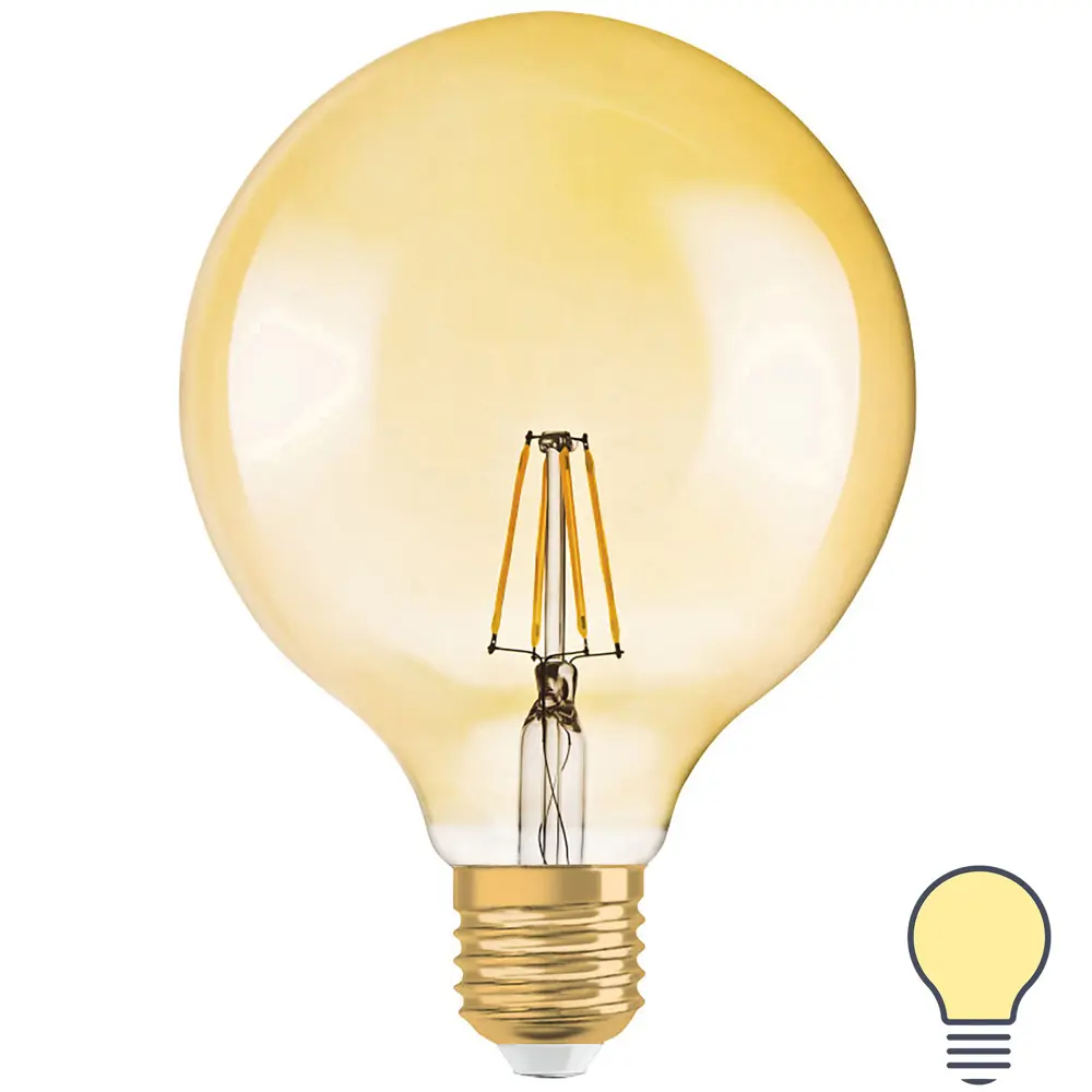Фото Лампа светодиодная Osram филаментная E27 220-240 В 4.5 Вт/824 шар Фото Лампа светодиодная Osram филаментная E27 220-240 В 4.5 Вт/824 шар