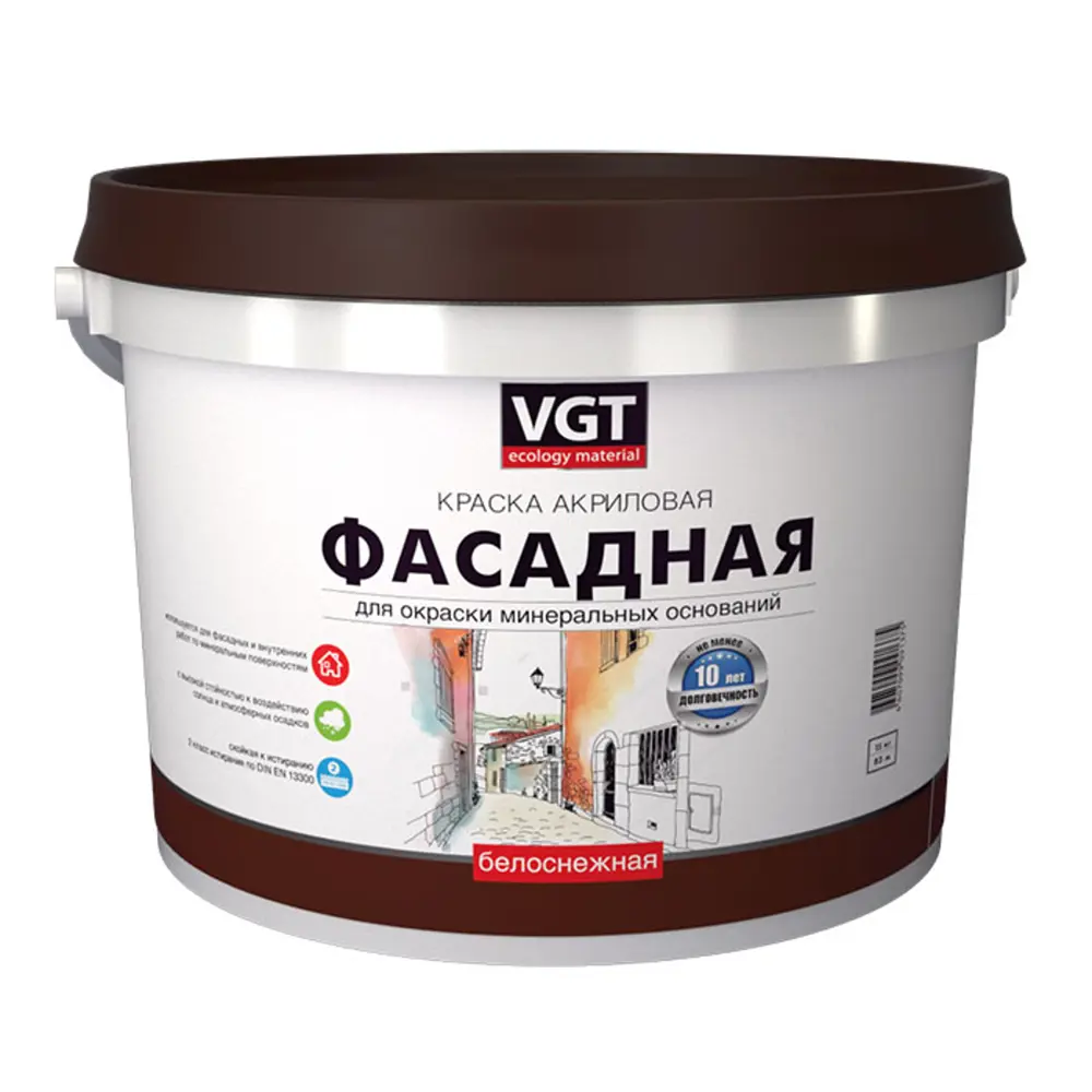 Фото Краска фасадная VGT 1593 15 л цвет белый Фото Краска фасадная VGT 1593 15 л цвет белый