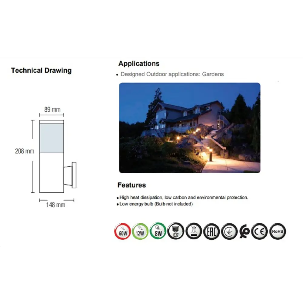 Фото 2 Светильник настенный уличный Horoz Electric HRZ330028890 KAVAK/SQ-2 IP44 цвет черный