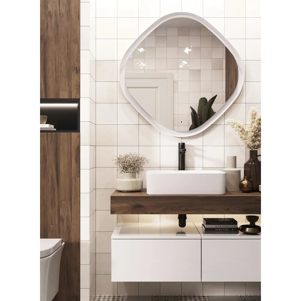 Фото 11 Зеркало для ванной Omega Glass Океан SD53 с подсветкой 80x80/88x88 см квадратное Фото 11 Зеркало для ванной Omega Glass Океан SD53 с подсветкой 80x80/88x88 см квадратное