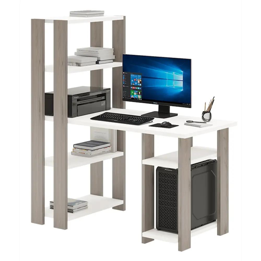 Фото 3 Компьютерный стол Мэрдэс СТН-145/120 ВК 120x145x65 см ЛДСП цвет венге/бежево-белый