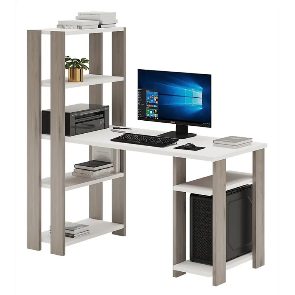 Фото 3 Компьютерный стол Мэрдэс СТН-145/140 БЕ 140x145x65 см ЛДСП цвет белый жемчуг Фото 3 Компьютерный стол Мэрдэс СТН-145/140 БЕ 140x145x65 см ЛДСП цвет белый жемчуг