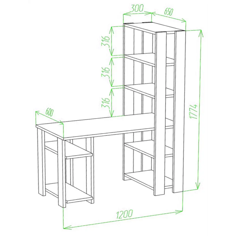 Фото 2 Компьютерный стол Мэрдэс СТН-180/120 КВ 120x180x65 см ЛДСП цвет венге/бежево-белый