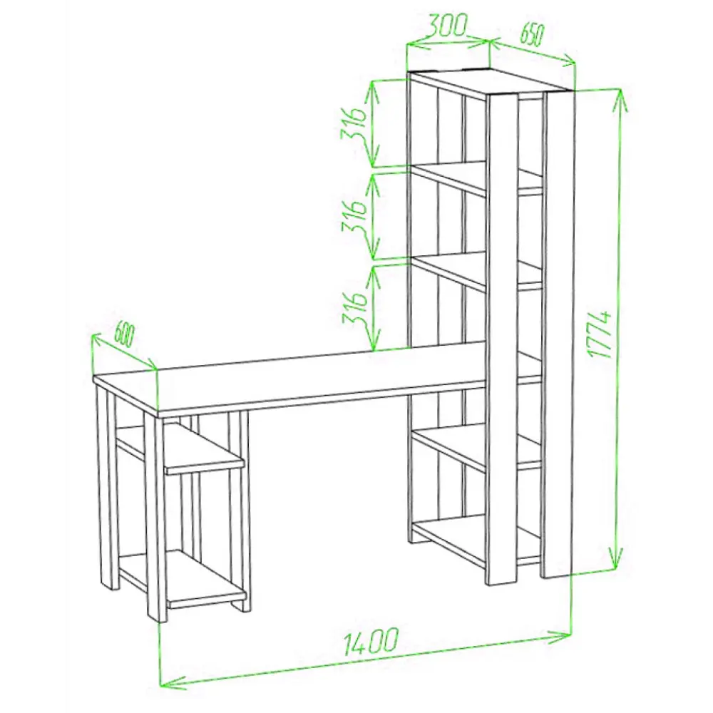 Фото 2 Компьютерный стол Мэрдэс СТН-180/140 КШ-Ч 140x180x65 см ЛДСП цвет коричневый/бежево-белый